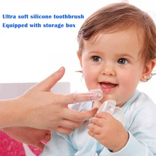 1Pcs Healthy Kids Baby Infant Soft Silicone Finger Toothbrush Teeth Rubber Massager Brush with box