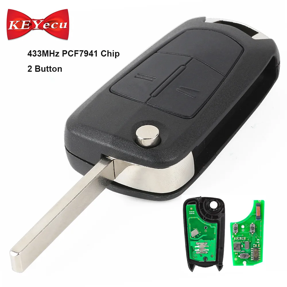 Keyecu Remote Key Car Key 2 Buttons 433Mhz PCF7941 for Vauxhall Opel Astra H 2004 2005 2006 2007