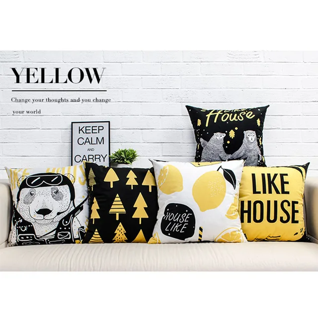 Coperture per Cuscini Coperchio Giallo Nero Del Fumetto di Casa Federa Coperture per Cuscini Coperchio Giallo Nero Del Fumetto di Casa Federa