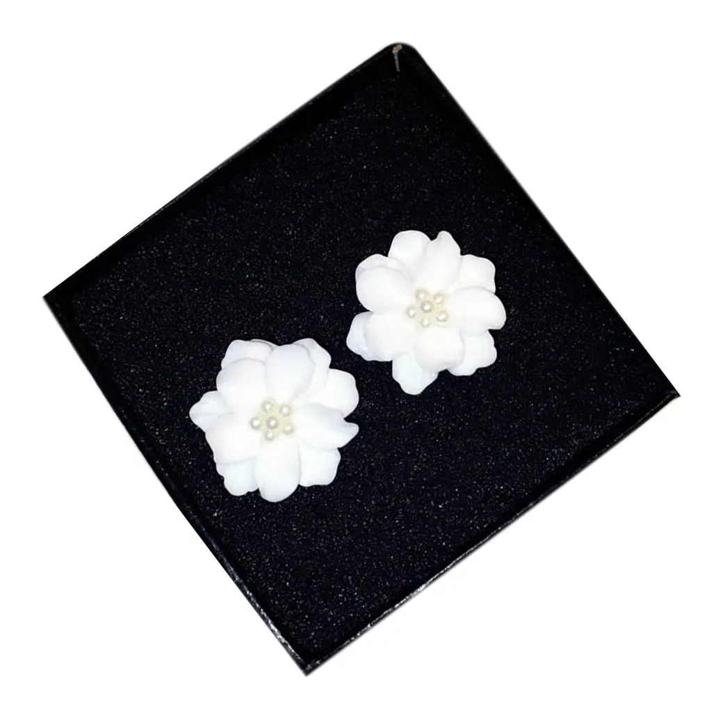 

Women Blooming Flower Shape Earrings Pearl Ear Clip Pin Girls Plated Alloy Spike Jewelry