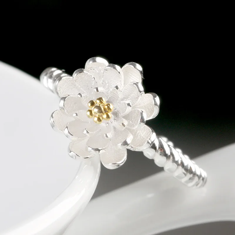 Lotus Wedding Rings For Women Adjustable Flower Engagement