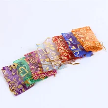 25Pcs Wedding party special transparent gauze lace wine bottle gift bag various colors