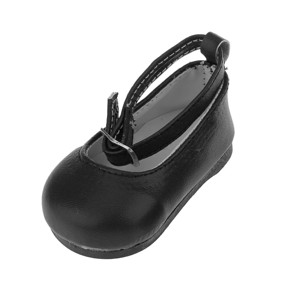 Black Patent Leather Pump Dolly Ballerina Ankle Strap Shoes for 18 inch Girl Doll Clothes Accessories