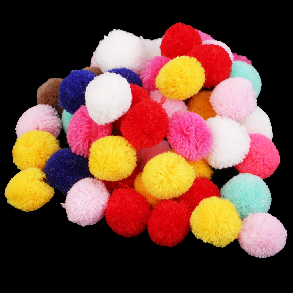 50pcs Creative Mixed Fluff Craft Yarn Pom Poms Balls for DIY Craft Projects