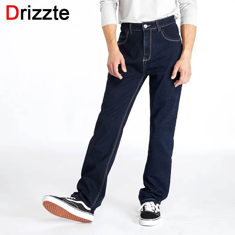 Drizzte Высокая талия Свободные прямые мужские стрейч синие джинсы бренд брюки для девочек плюс размеры большой и высокий человек Джинс