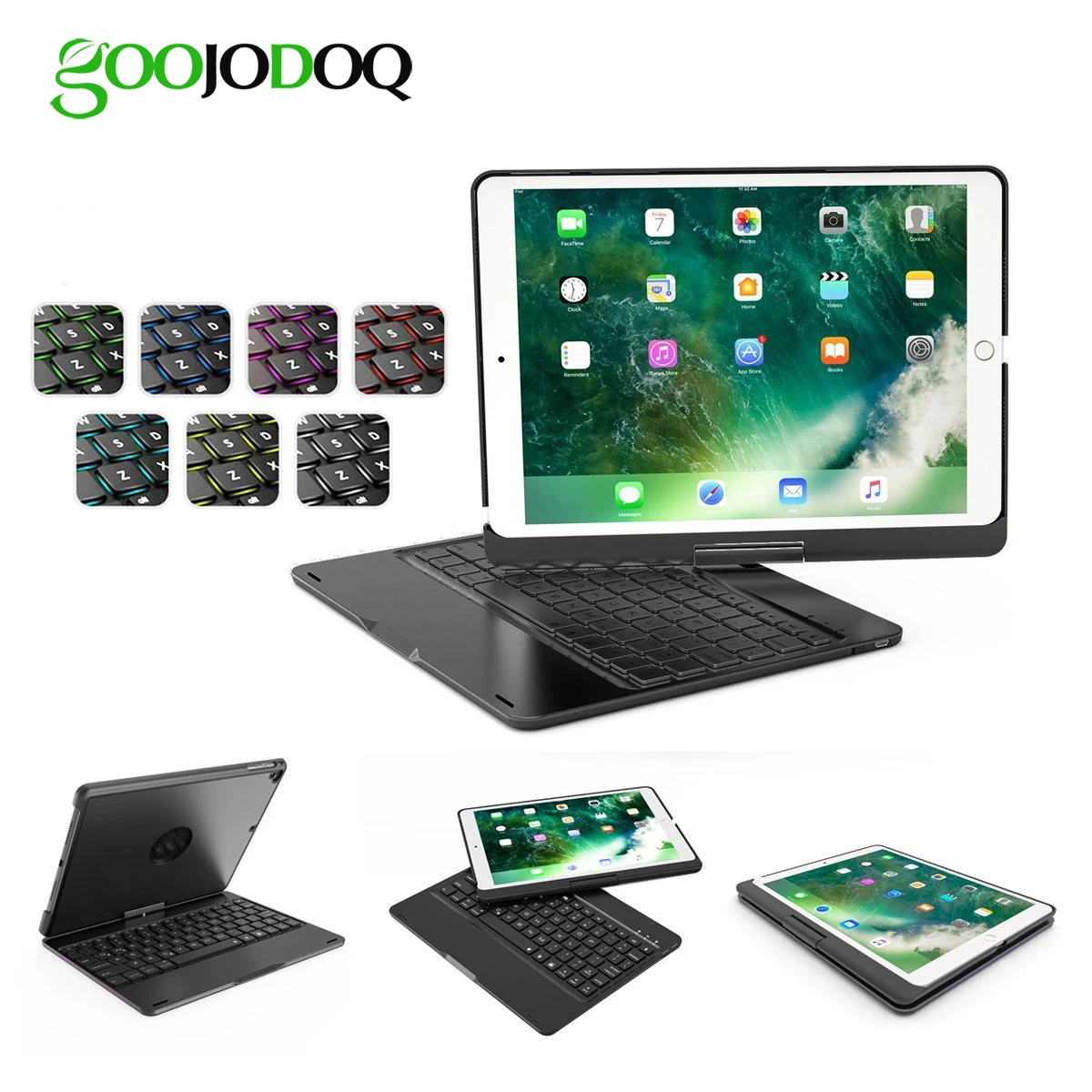 

Backlit Keyboard Case Cover 360 Rotate Smart Keyboard Case for iPad 2018 2017 Pro 9.7 for iPad Air 2 1 Case with Auto Wake/Sleep