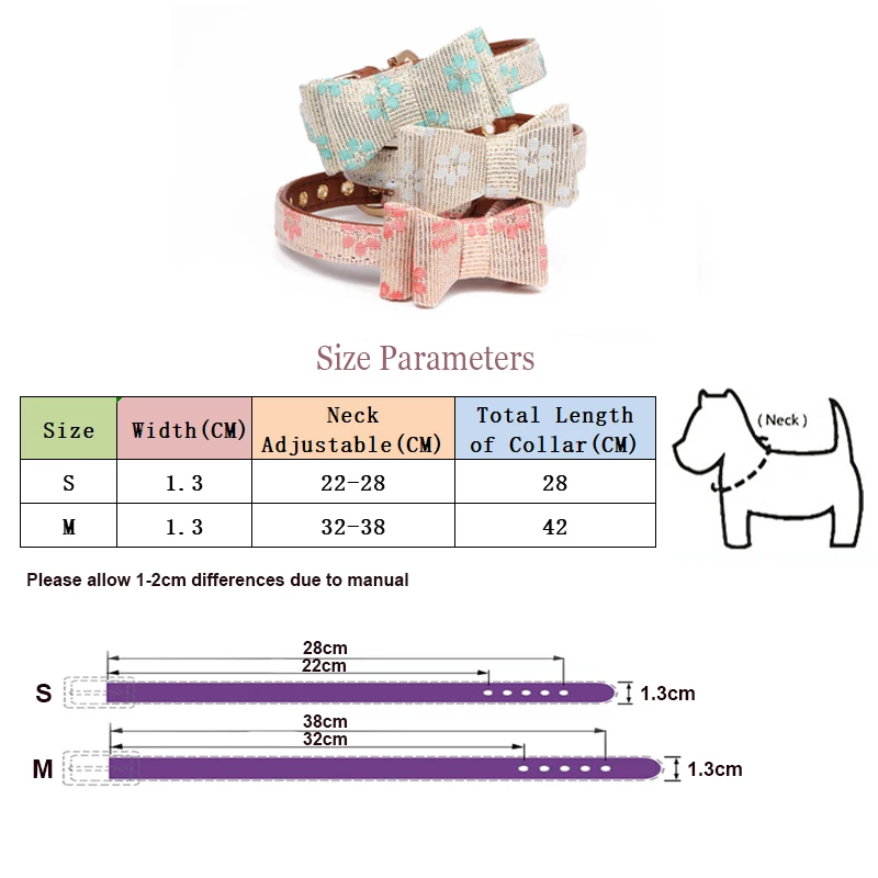Симпатичные с цветочным принтом Домашние животные собака/кошки воротник из мягкой искусственной кожи Регулируемый Малый/средних собак галстук-бабочка Цепочки и ожерелья щенок кошки бантом Colla
