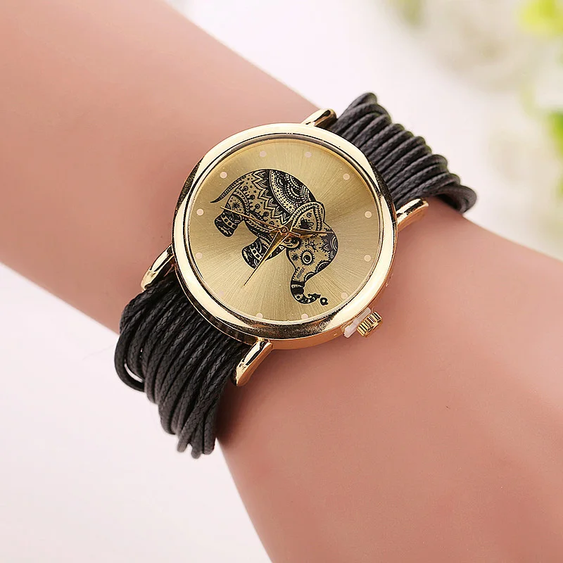 10 цветов, модные женские часы-браслет со слоном, кожаные женские повседневные наручные часы, женские часы LL@ 17