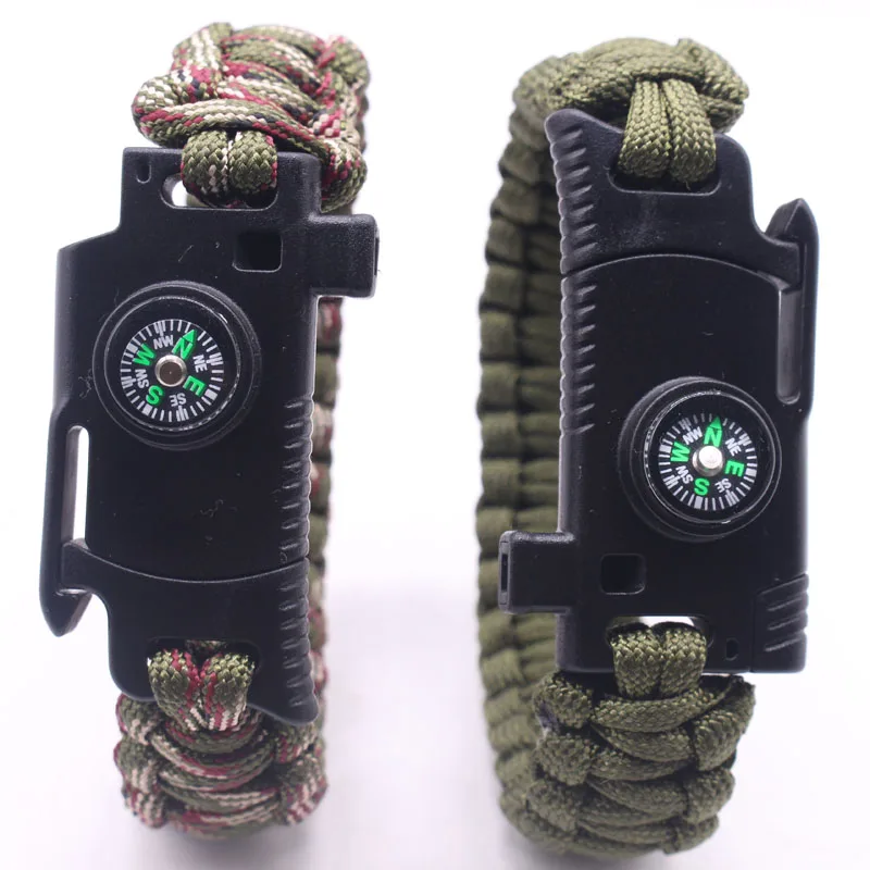 Handmade Woven Bracelet Men Multi function Paracord Survival Bangles