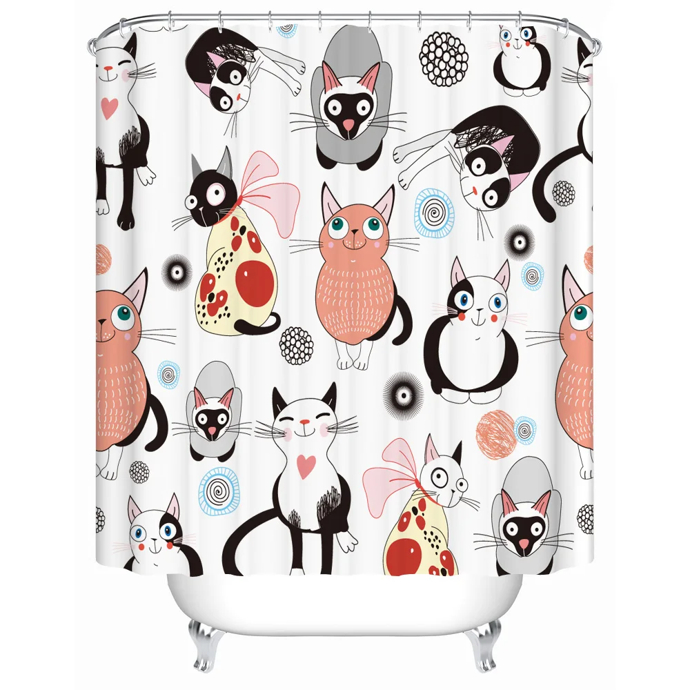 

Cats Who Are Lovely,cool,fat,smart,clumsy or Beautiful Are Celebrating A Party Bathroom Shower Curtain for Home Bath Accessory