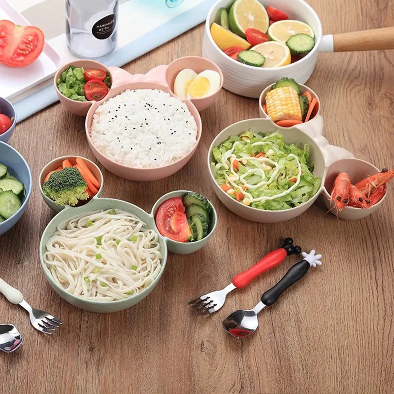 3 PCS Cartoon Baby Bamboo Tableware Solid Feeding Mickey Dishes Baby Bowl Plate Food Feeding Dinnerware Set Plates for Children 3 PCS Cartoon Baby Bamboo Tableware Solid Feeding Mickey Dishes Baby Bowl Plate Food Feeding Dinnerware Set Plates for Children