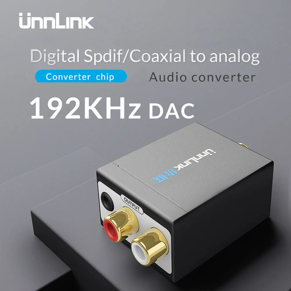 Unnlink Digital to Analog Audio Adapter 192 KHz 24Bit DAC SPDIF Optical Toslink Coaxial to RCA