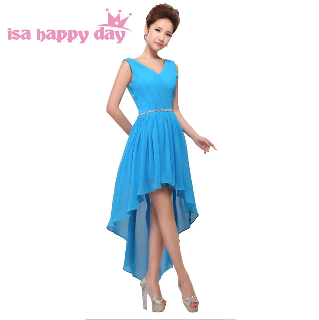 High Low Turquoise Blue Bridesmaids Dresses