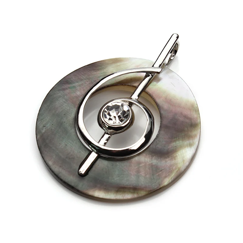New Crystal Music Symbol Shape Natural Round Locket Mother of Pearl Shell կախազարդ ուլունքներ DIY ոսկերչական իրերի գտման համար F1118 կատարելու համար