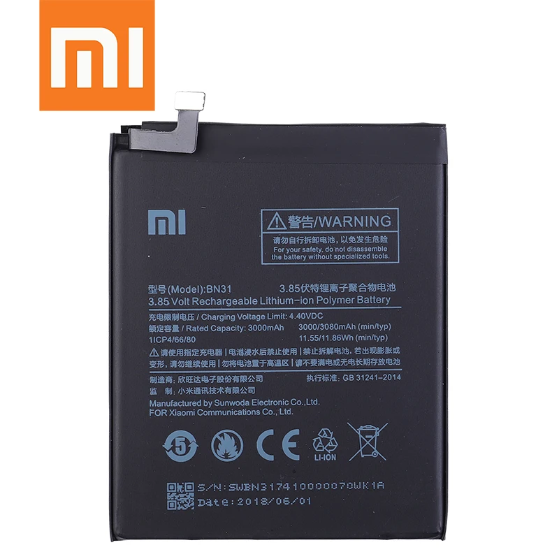 Оригинальный Xiao Mi аккумулятор для телефона BM47 Xiaomi Redmi 3 3S 3X 4X pro Note 5 5A Pro 5X BM46 BN31 BN45
