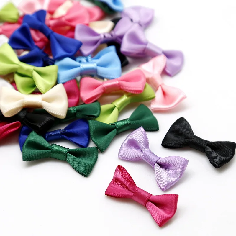 25Pcs 3*1.5cm Mini Satin Ribbon Bowknot Hair Clips Applique DIY Craft Grosgrain Bow Tie Scrapbooking Wedding Decoration | Дом и сад