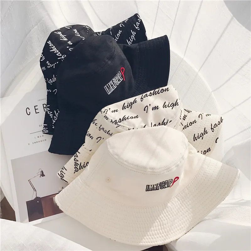 

WEARZONE 2018 New Fashion Reversible Two Sides Can Wear Bob Hip Hop Bucket Hat Beach Summer sun Caps Letter Unisex Bucket Hat