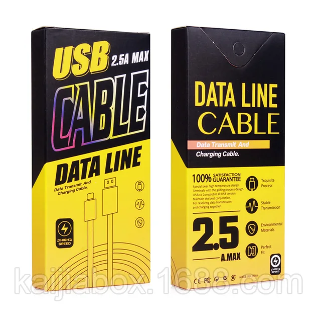 50PCS High grade USB cable Paper Retail packaging box,Cable packaging