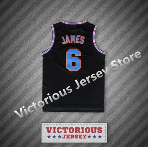 

Minanser Lebron James 6 Tune Squad Black Basketball Jersey Men