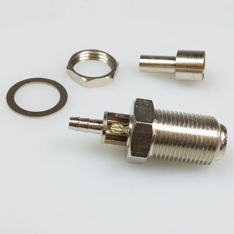 100pcs/lot RF Connector F Female Jack Nickel Plated F Socket Soldering Wire Connector for Coaxial RG316 RG178 Cable