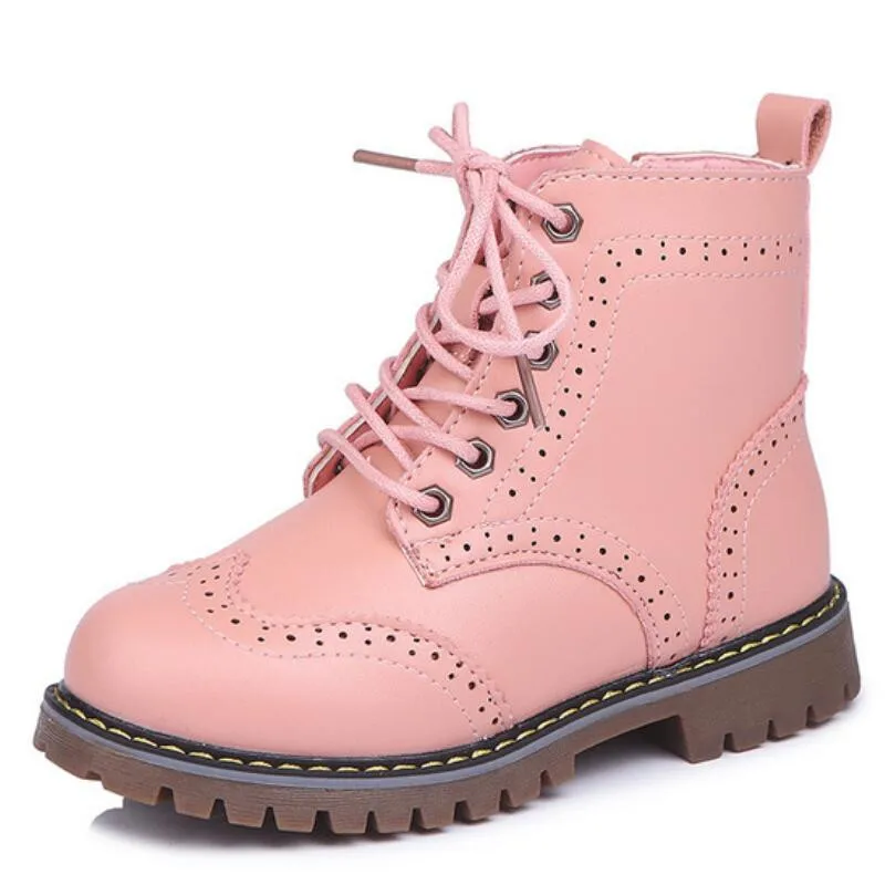 

New Girl Leather Martin Boots Shoes For Girls Children Non-slip Warm Boots Fashion Soft Bottom Boys Girls Boots Kids Sneakers