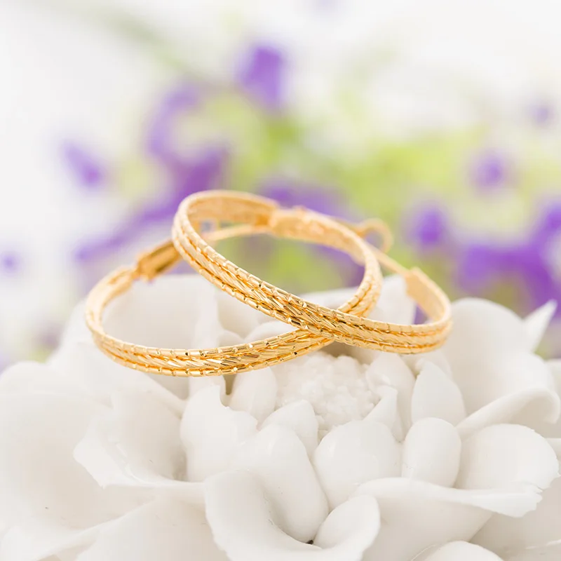 

Classic Three-Layer Round Jewelry18k Plated Lady Party Hoop Earrings for women large Loop Basketball wives earrings