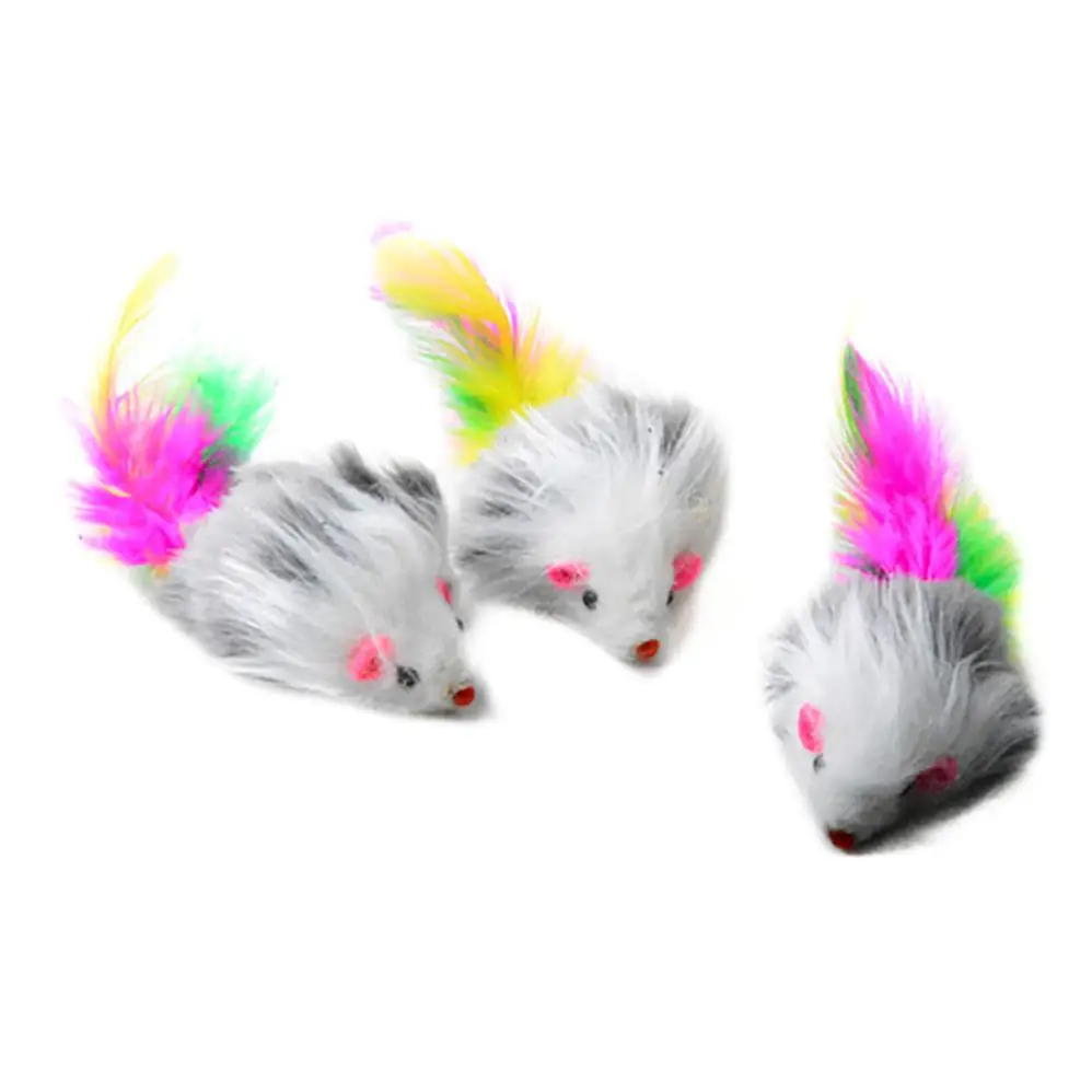 

5Pcs Soft Fleece False Mouse Cat Toys Colorful Feather Funny Playing Toys For Cats Kitten