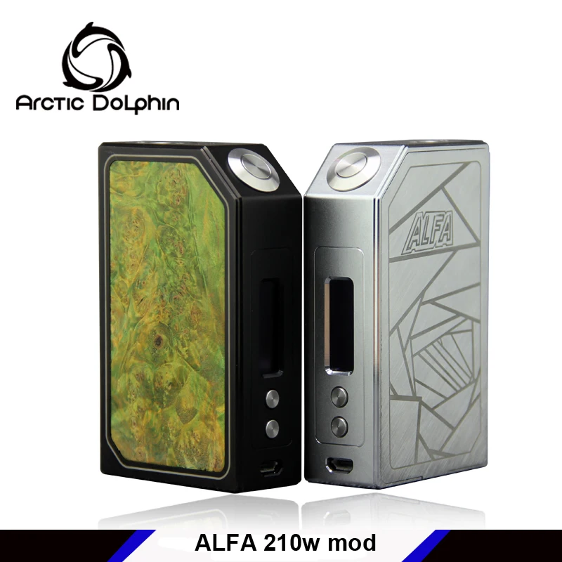 

Original Arctic Dolphin ALFA 210W Electronic Cigarette Mod TC E-cig Vape mod unique pattern resin panel powered by 18650 battery