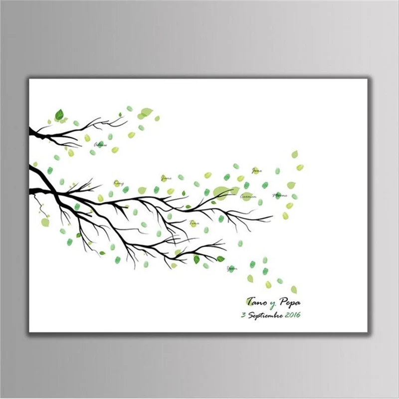 

Hot! Casamento 60x75CM Birds Fingerprint Tree Wedding Guest Book Fingerprint Canvas Painting For Wedding Party Decoration Gifts