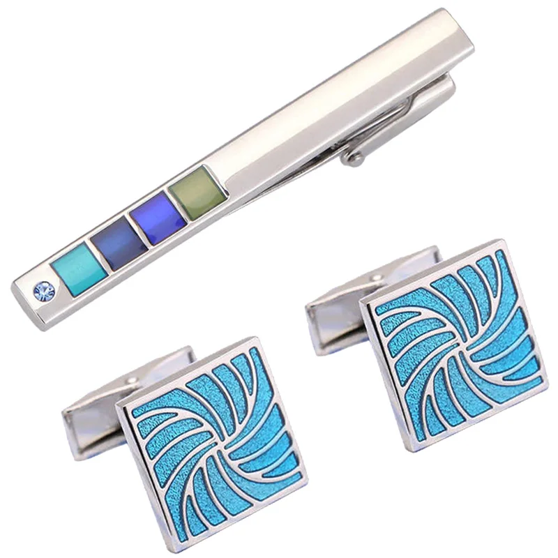 

VAGULA Drop Shipping Enamel Cuff link and Tie Clip Sets Tie Bar Cufflinks High Quality Cuff Links Tie Pin Set 70