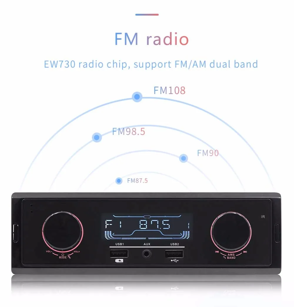 NoEnName_Null авто радио 1Din в тире MP3-плеер Bluetooth FM Музыкальный автомобильный стерео слот AUX вход USB/зарядка 12 В Авторадио