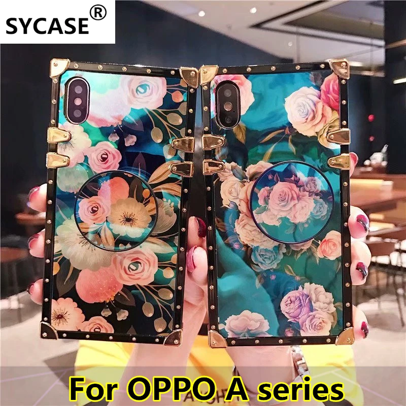 SYCASE новый бренд цветок чехол для OPPO A3 A5 A39 A57 A59 A73 A75 A79 A83 мода квадратный синий