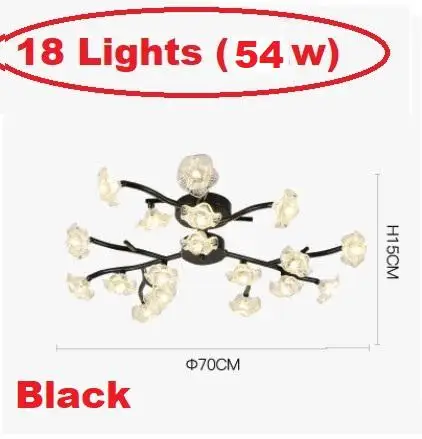 Новинка, современный светодиодный потолочный Люстра, декоративный потолок для гостиной, спальни, столовой, G9, черные/Золотые железные люстры - Цвет абажура: 18 Lights BLack