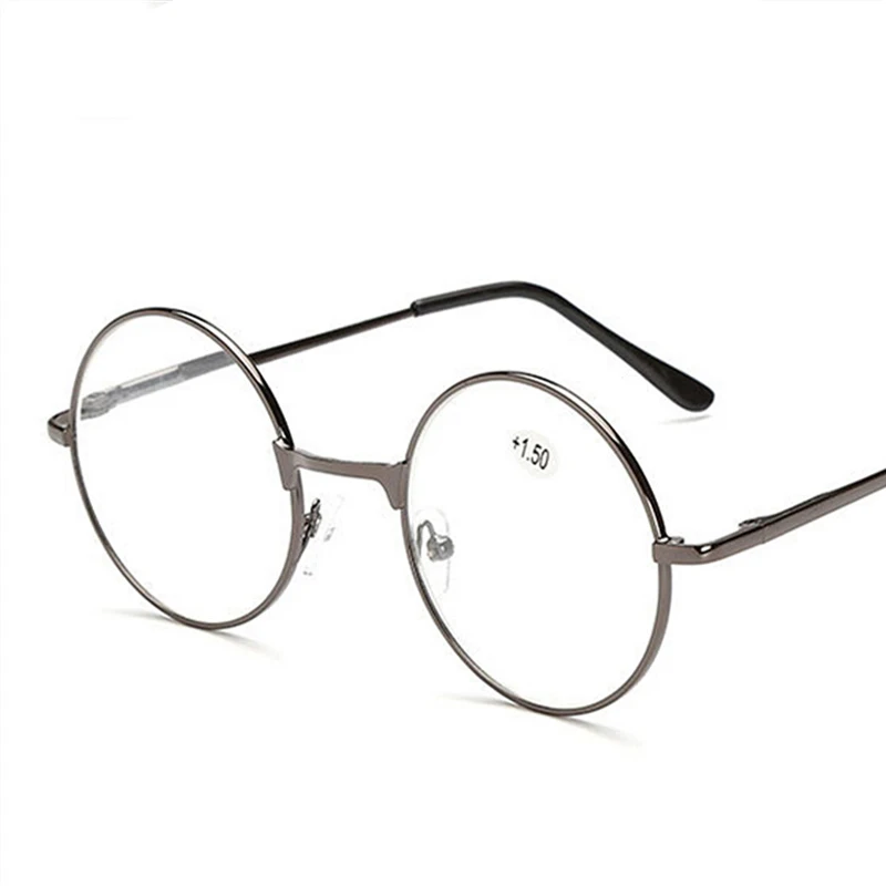 Iboode ретро металлические круглые очки для чтения с диоптриями+ 1,0 1,5 2,0 2,5 3,0 3,5 унисекс очки для чтения при дальнозоркости для женщин и мужчин - Цвет оправы: Серый