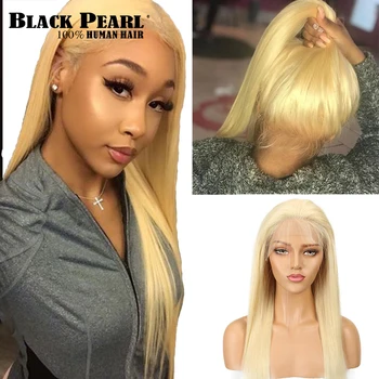 

613 Blonde Lace Front Wig With Baby Hair Brazilian Straight Remy Human Hair 613 Frontal Wigs 14-18 Inches 150% Density