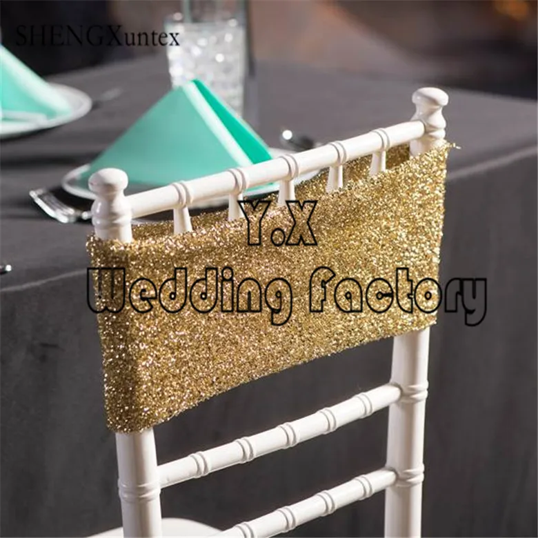 

Gold Color Shiny Spandex Chair Sash For Chiavari Chair Decoration - Free Shipping