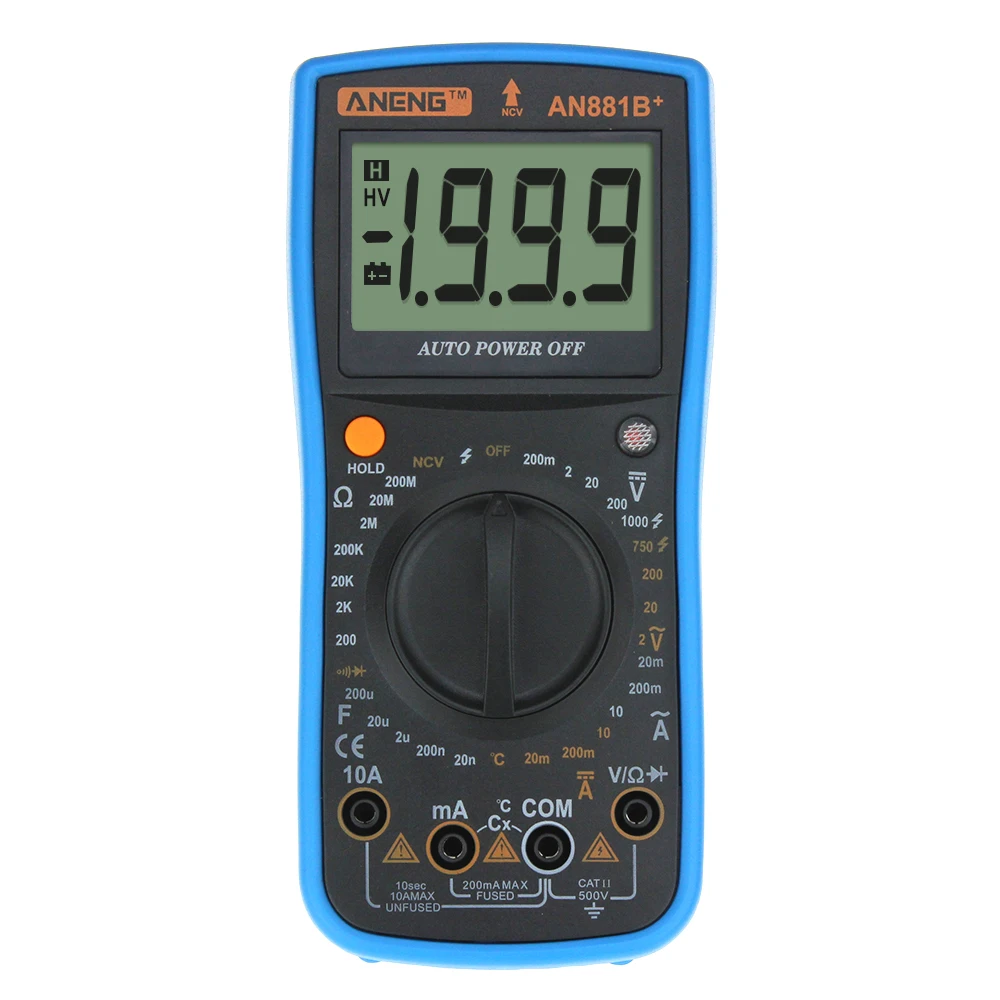 

AN881B+ Digital Multimeter 1999 Counts Portable Multimeter Voltmeter Ammeter AC DC Temprature NCV Ammeter Meter Tester