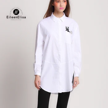

Runway Blouse High Quality 2017 Elegant Women Long White Blouse Luxury Blouses