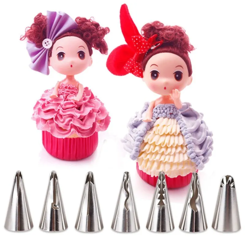 

Medjelio 7PCS Korea Bakery Skirt Wave Edge Nozzle Cake Baking Flower Petal Pastry Decorating Tools Cupcake Icing Piping Tips