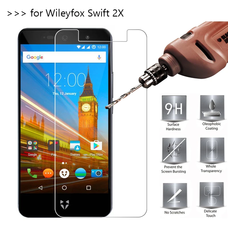 

For Wileyfox Swift 2X Tempered Glass 9H 2.5D Premium Screen Protector Film For Wileyfox Swift 2 X 5.2" Verre Trempe Cover