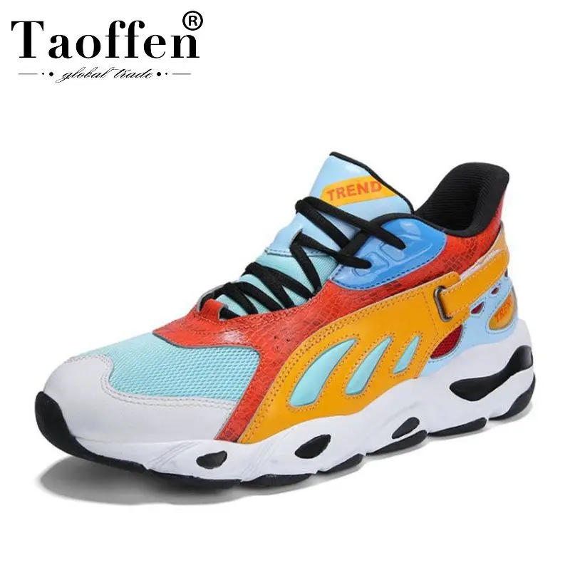 

TAOFFEN Plus Size 35-45 Real Leather 5 Colors Fashion Ins Hot Vulcanized Shoes Women Young Lady Thick Bottom Casual Sneaker Club