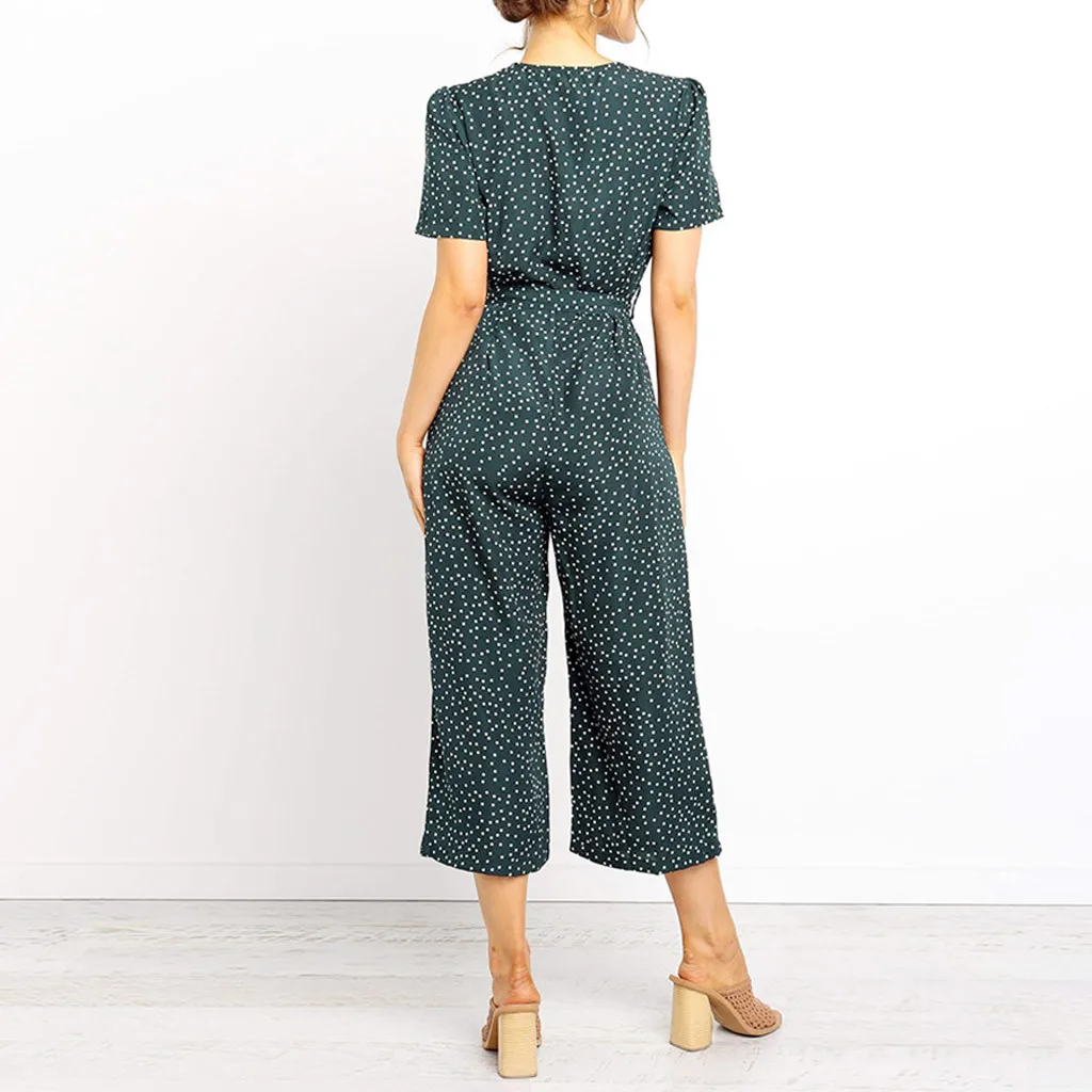 Боди Женский Боди Mujer сексуальный боди Женский Повседневный короткий рукав v-образный вырез Высокая талия широкие комбинезоны пляжный комбинезон Z4