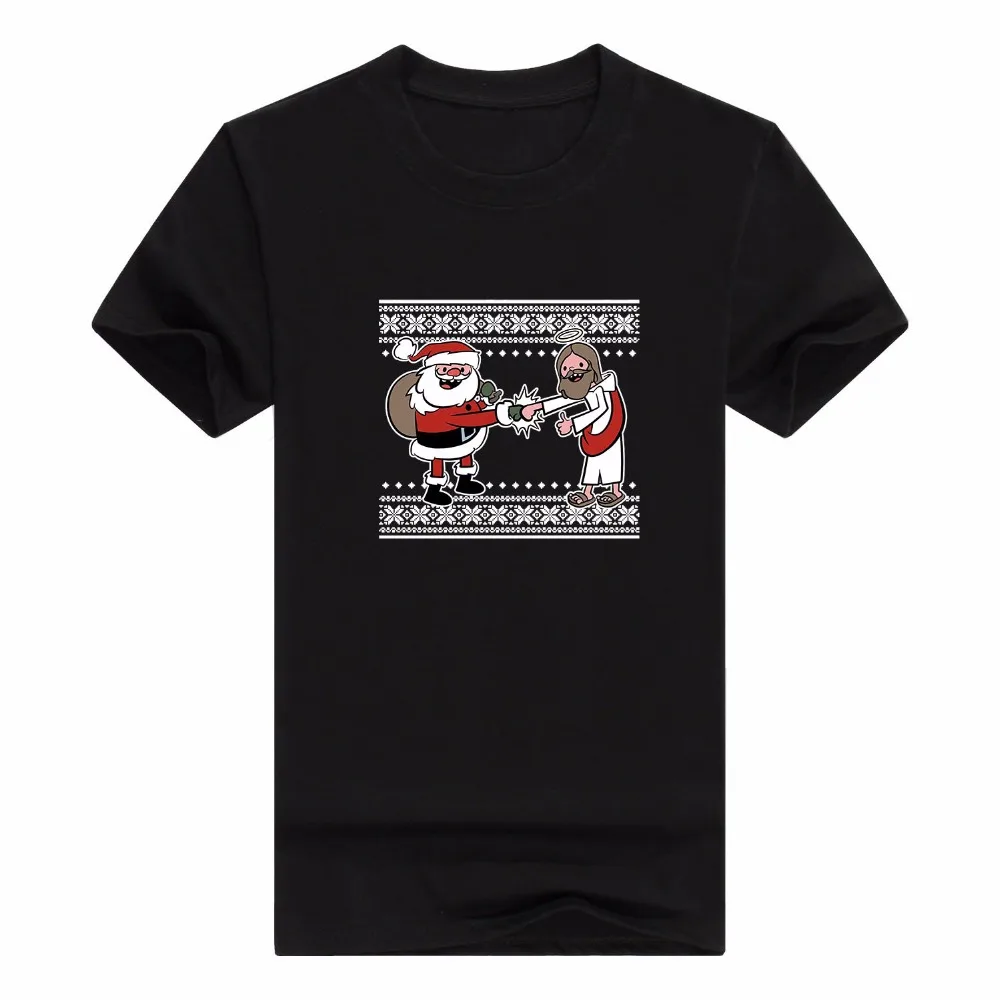 Christmas tshirtmens fashion t shirt solid color Team Santa and Jesus Ugly Christmas font b Sweater