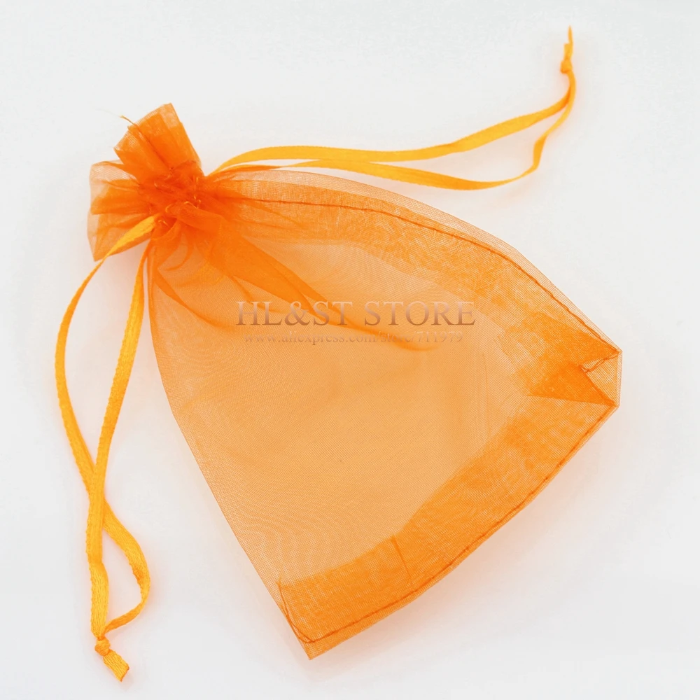 9X12CM Orange Drawstring Candy Bags 100 PCS Lot Organza Jewelry Bags