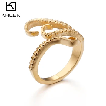 

Kalen Unique Unisex Jewelry Rings Gold & Color Stainless Steel Irregular Women Men Rings Bague Trendy Wedding Bands Party Gifts
