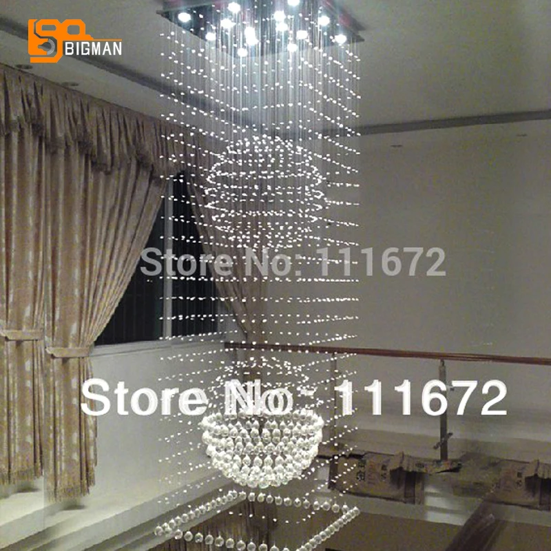 

new square design modern chandelier crystal lamp lustre light fixtures staircase light length 50cm