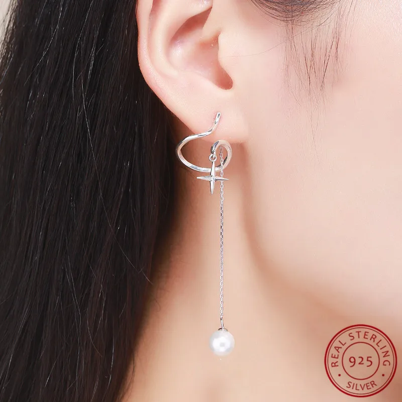 

7.5CM Authentic New Real 925 Sterling Silver Luxury Drop Earrings for Women Wedding Jewelry Pendientes de gota