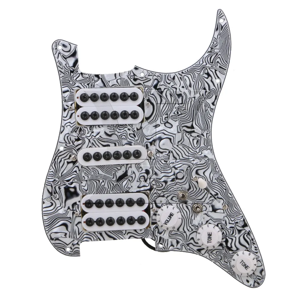 Yibuy Black White Zebra Color 3-ply HSH Electric Guitar Loaded Prewired Pickup Pickguard for Electric Guitar Yibuy Black White Zebra Color 3-ply HSH Electric Guitar Loaded Prewired Pickup Pickguard for Electric Guitar