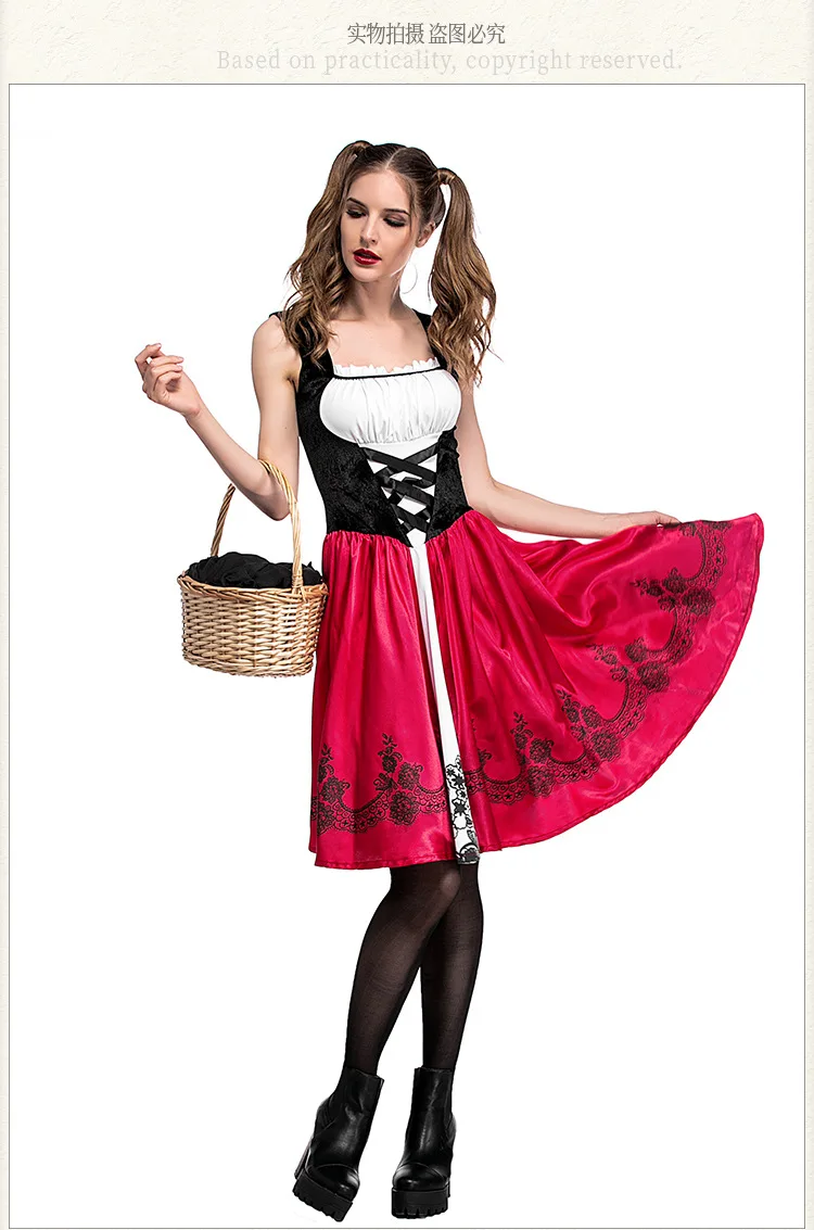 Взрослых Для женщин Хеллоуин костюм Красная шапочка халат с капюшоном леди платье с вышивкой вечерние плащ наряд для девочек, большой