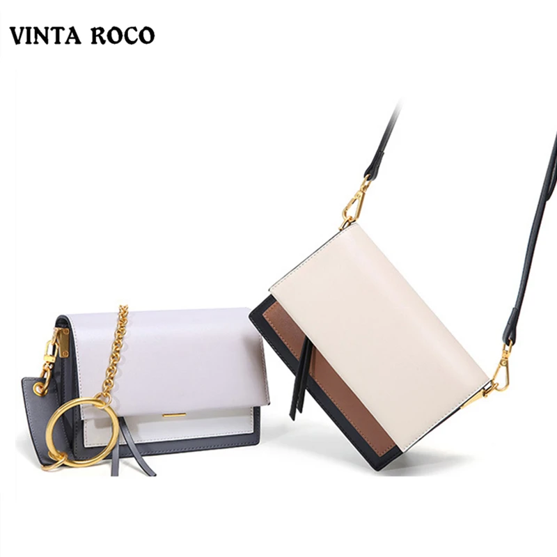 

Vintage Quality Genuine Cow Leather Casual Shoulder Bag With Double Chain Strap Simple Crossbody Small Luxury Handbag For Women